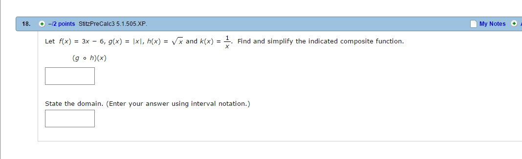 Solved 18. 2 points StitzPreCalc3 5.1.505.XP My Notes + Let | Chegg.com