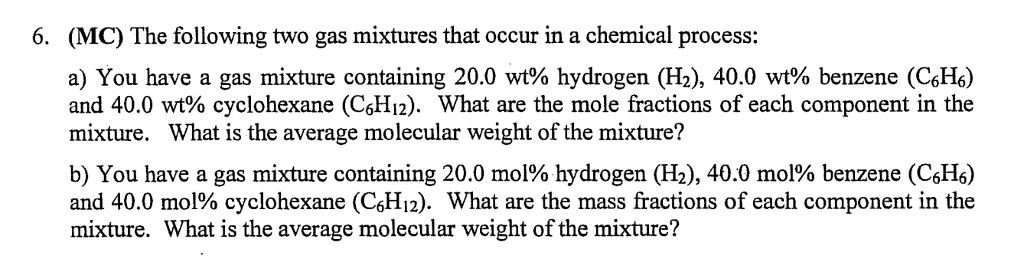 Solved The following two gas mixtures that occur in a | Chegg.com