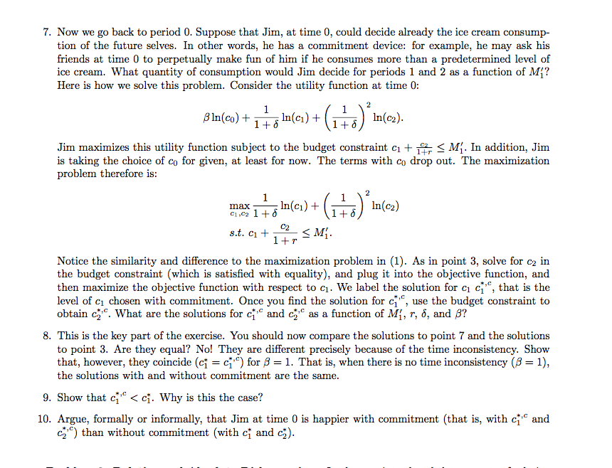 Problem 1. Time inconsistent preferences. In this | Chegg.com