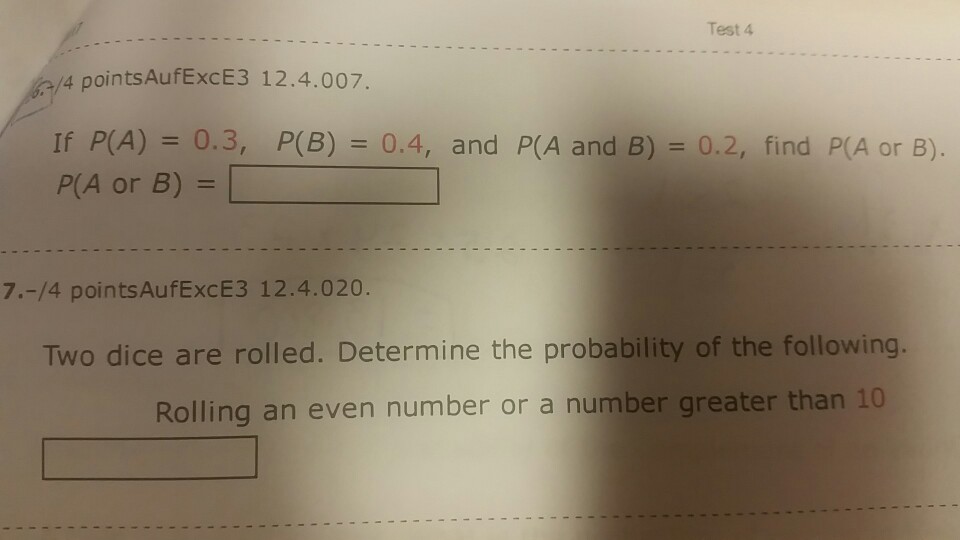 Solved If P(A) = 0.3, P(B) = 0.4, And P(A And B) = 0.2, Find | Chegg.com