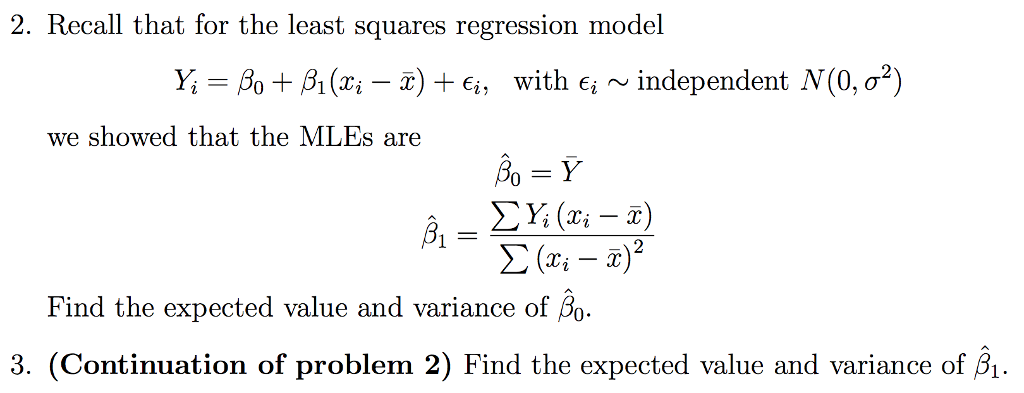 Solved Recall that for the least squares regression model | Chegg.com