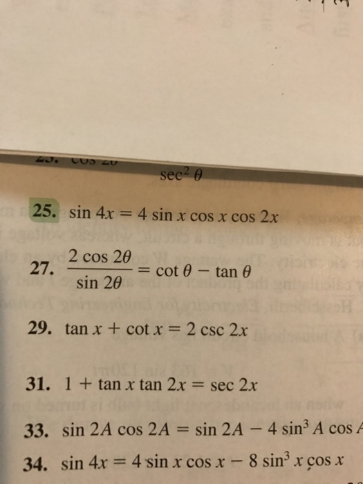 Solved Verify That Each Equation Is An Identity Sin 4x 4