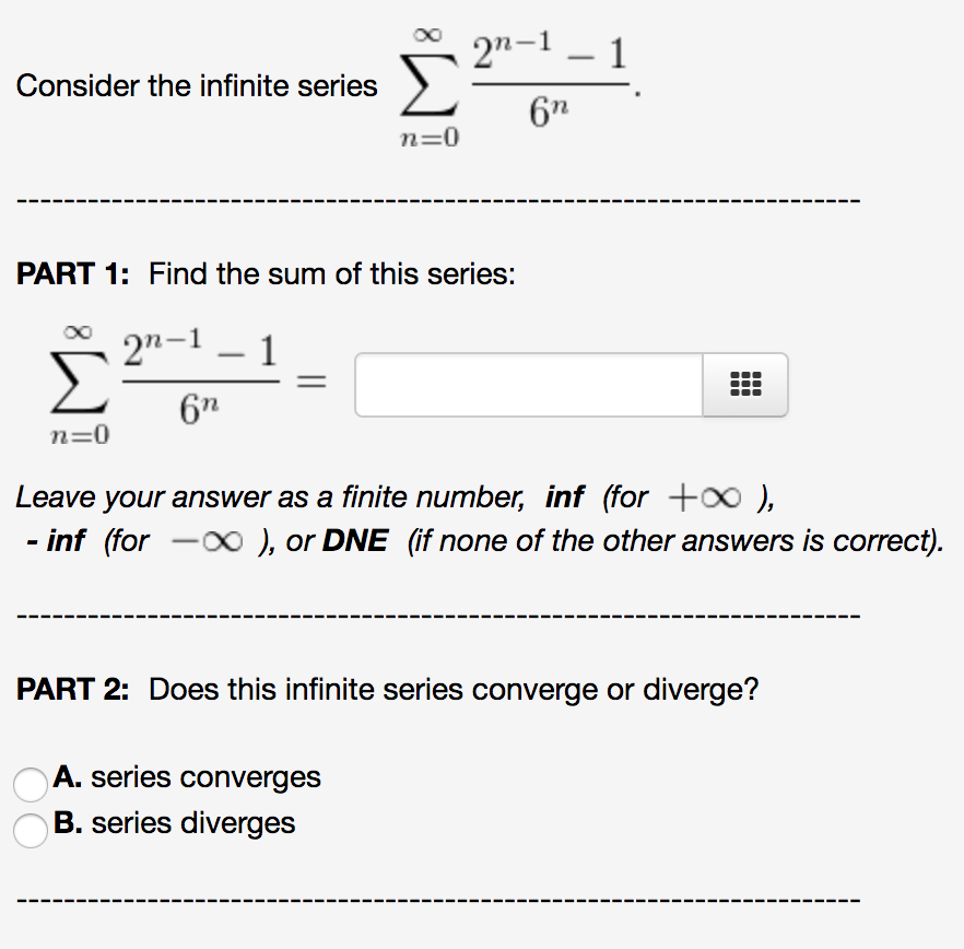 sum of infinite series 1 n 2