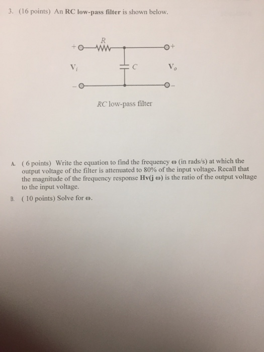 Solved An RC low-pass filter is shown below. Write the | Chegg.com