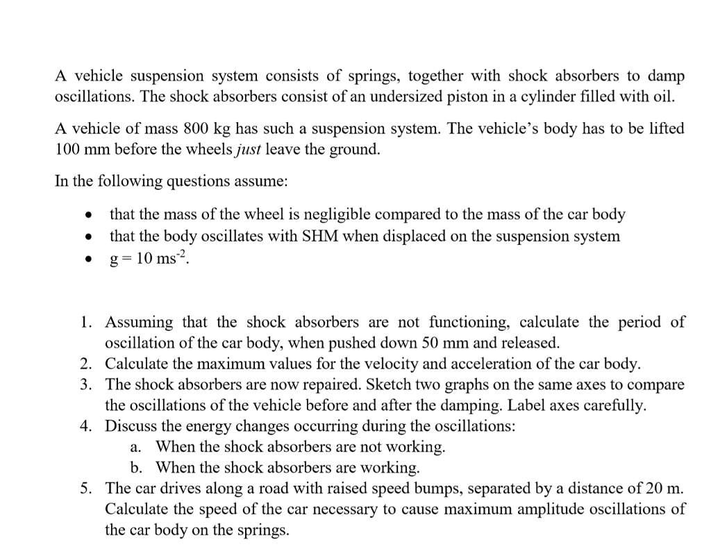 Solved A vehicle suspension system consists of springs, | Chegg.com