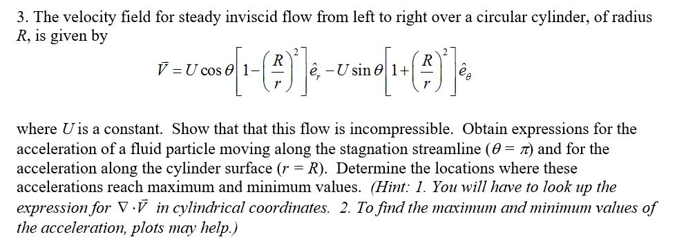 Solved The velocity field for steady inviscid flow from left | Chegg.com