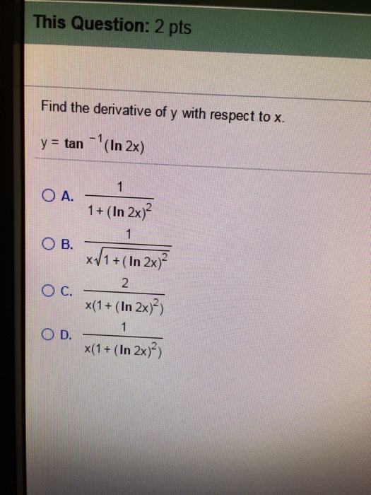 derivative of ln y 2 with respect to x