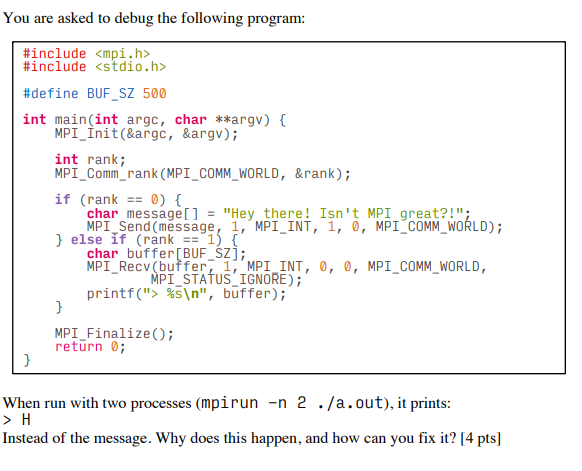 You are asked to debug the following program: | Chegg.com