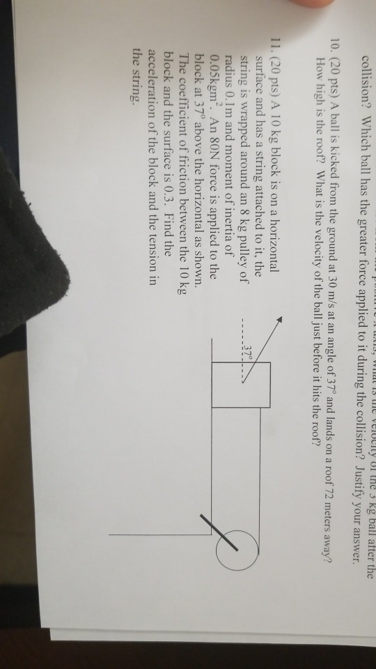 Solved tic velocity 01 the 3 kg ball after the ux13, vv nat | Chegg.com