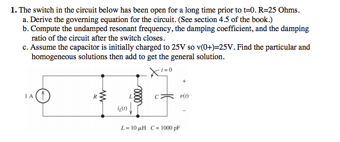 Solved The switch in the circuit below has been open for a | Chegg.com
