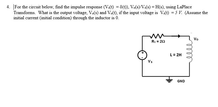 Solved For The Circuit Below, Find The Impulse Response | Chegg.com