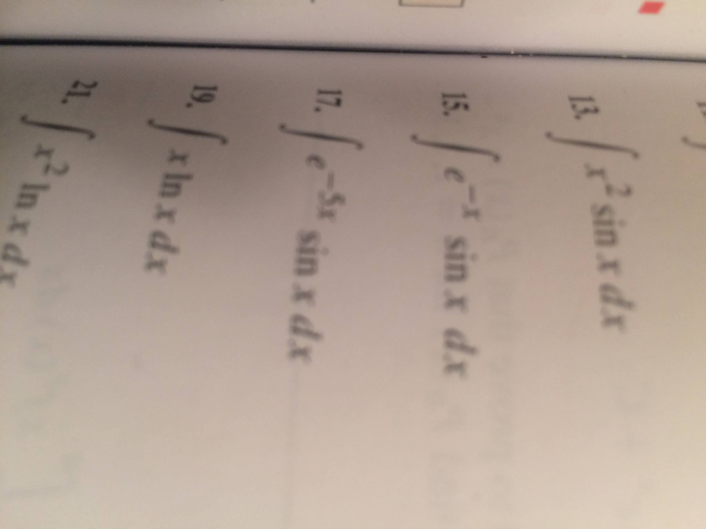 integration of sin x 2 x e x dx