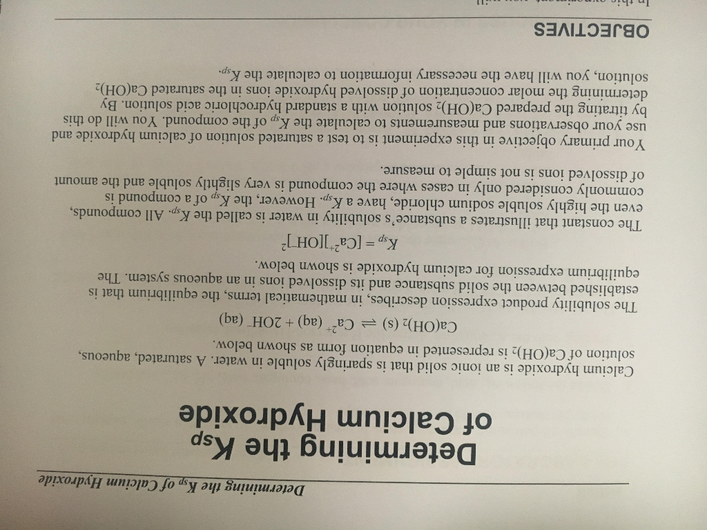 Determining The Ksp Of Calcium Hydroxide Determining Chegg Determining The Ksp Of Calcium Hydroxide Determining Chegg