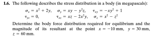 Solved The following describes the stress distribution in a | Chegg.com