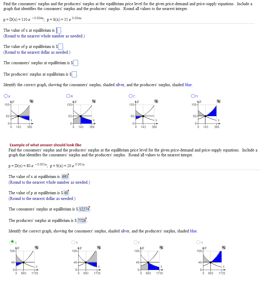 Solved Find the consumers' surplus and the producers'