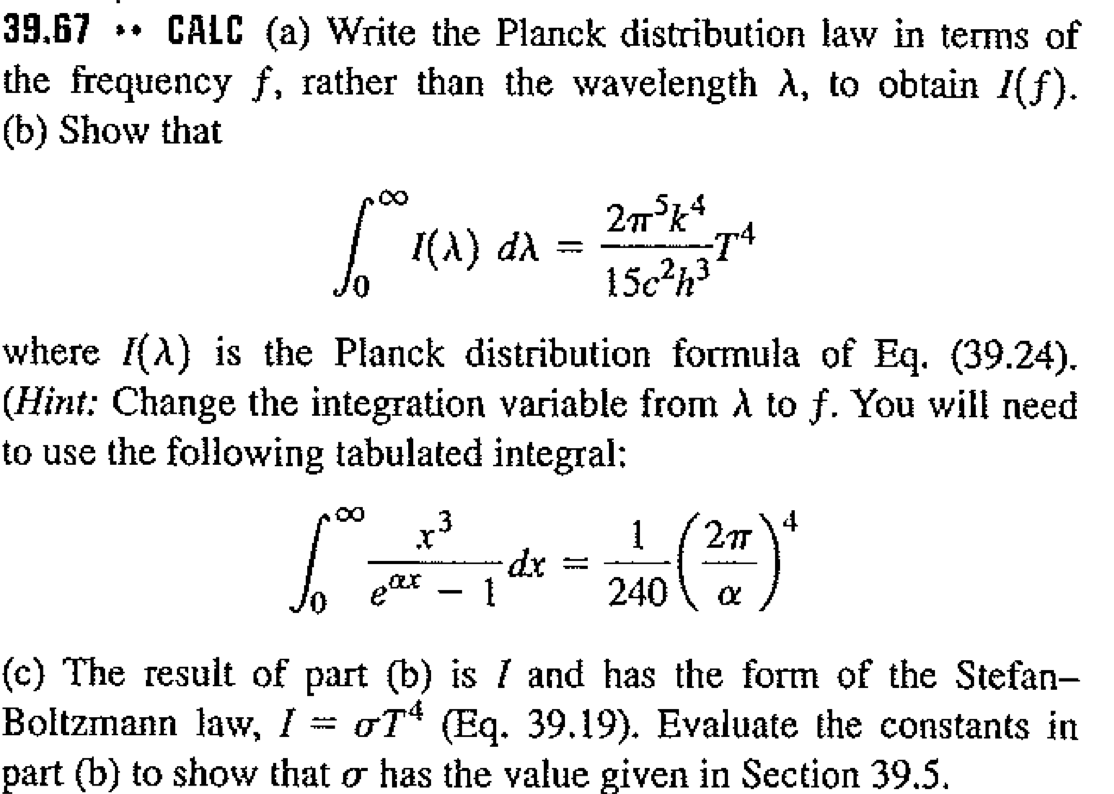Write the Planck distribution law in terms of the