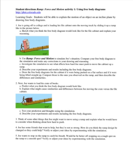 Student directions Ramp: Force and Motion activity 1: | Chegg.com