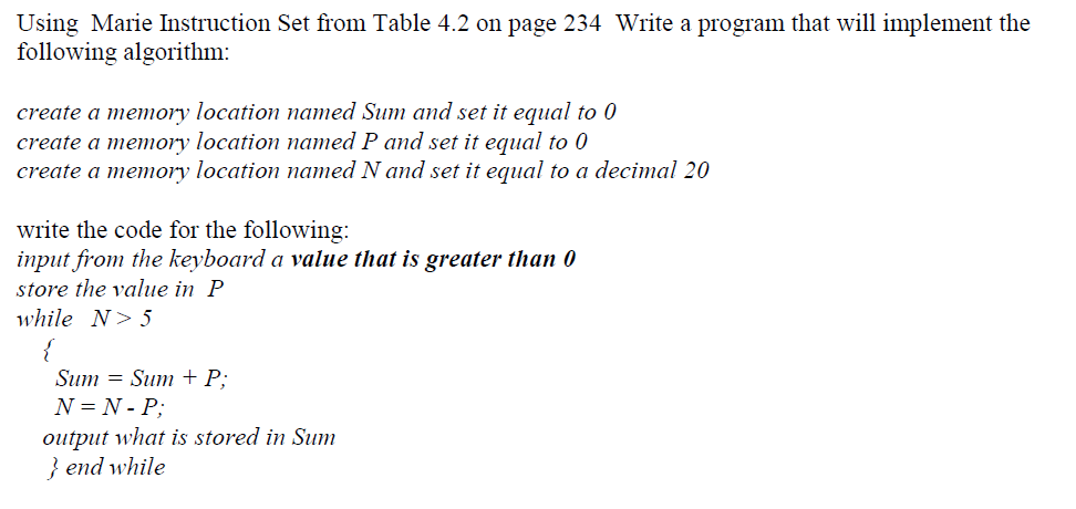Solved 1500 pts for Marie Code While Loop Please help | Chegg.com