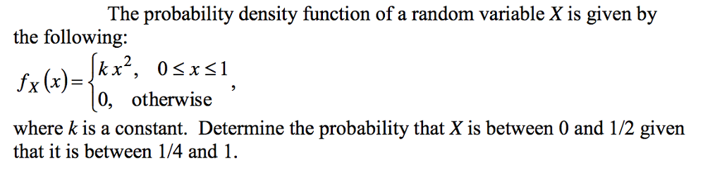 Solved The probability density function of a random variable | Chegg.com