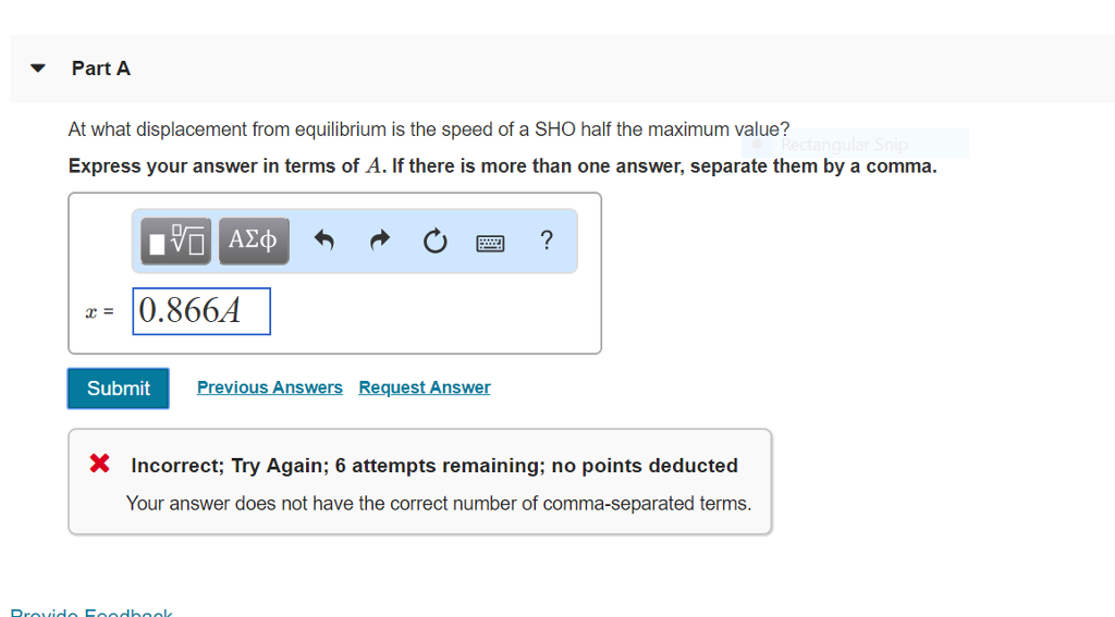 Solved Part A At What Displacement From Equilibrium Is The Chegg Com   PhpAQTggV 