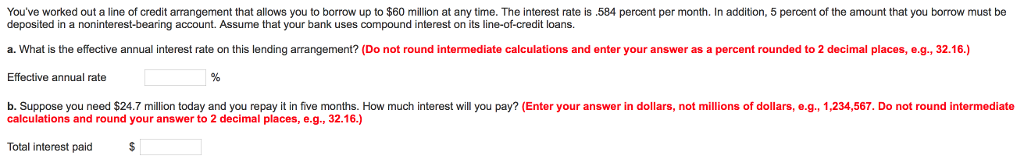 Solved You've worked out a line of credit arrangement that | Chegg.com