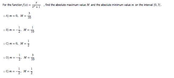 Solved For the function f(x) =x/x^2+1, find the absolute | Chegg.com