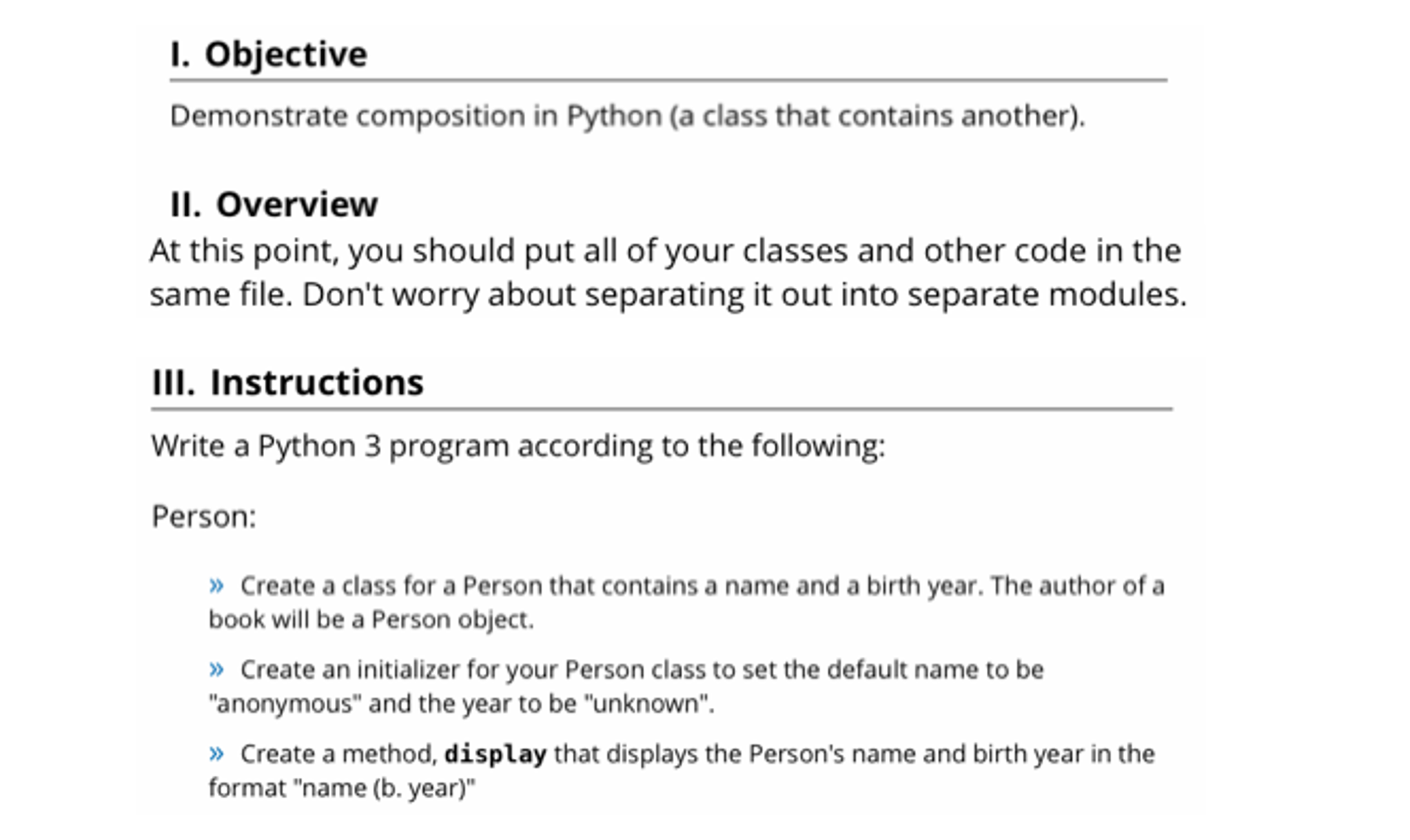 Solved I. Objective Demonstrate composition in Python (a | Chegg.com