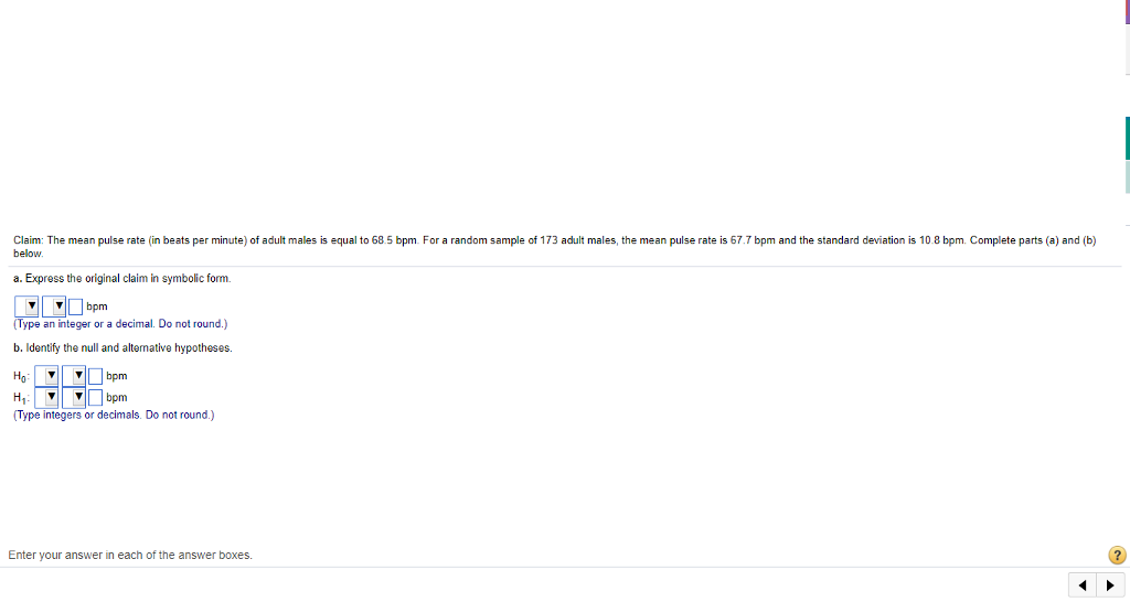 Solved Claim: The mean pulse rate (in beats per minute) of | Chegg.com