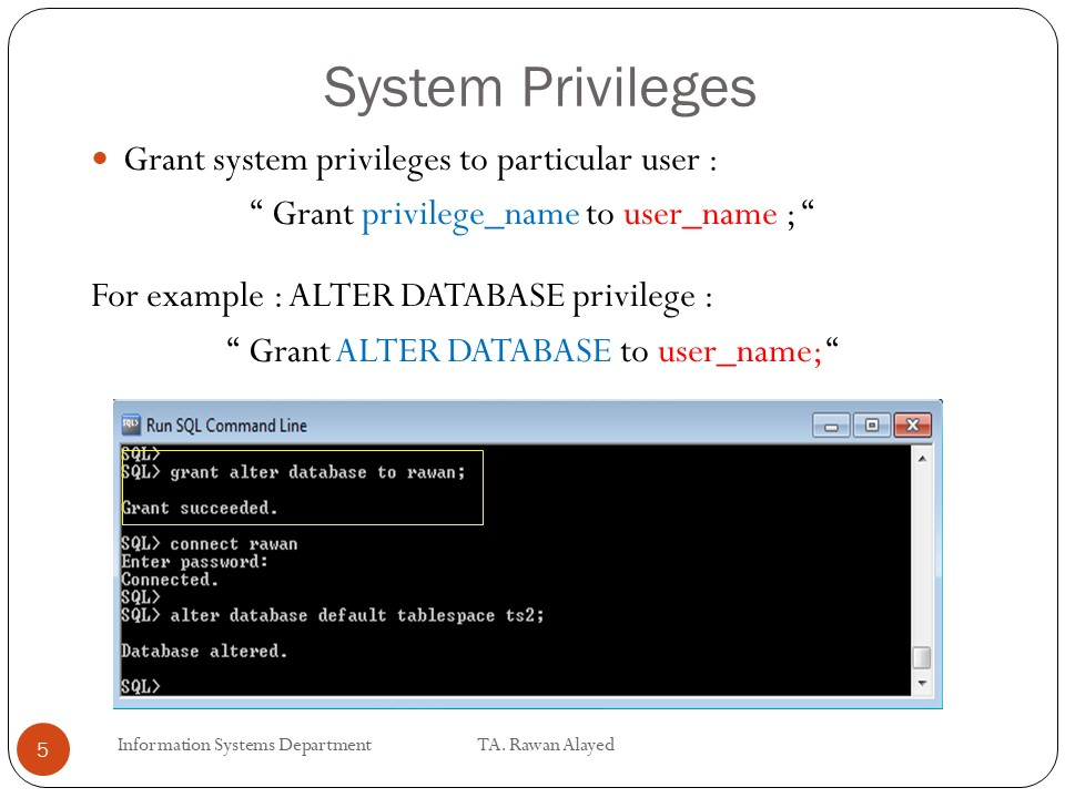 System Privileges Grant system privileges to | Chegg.com