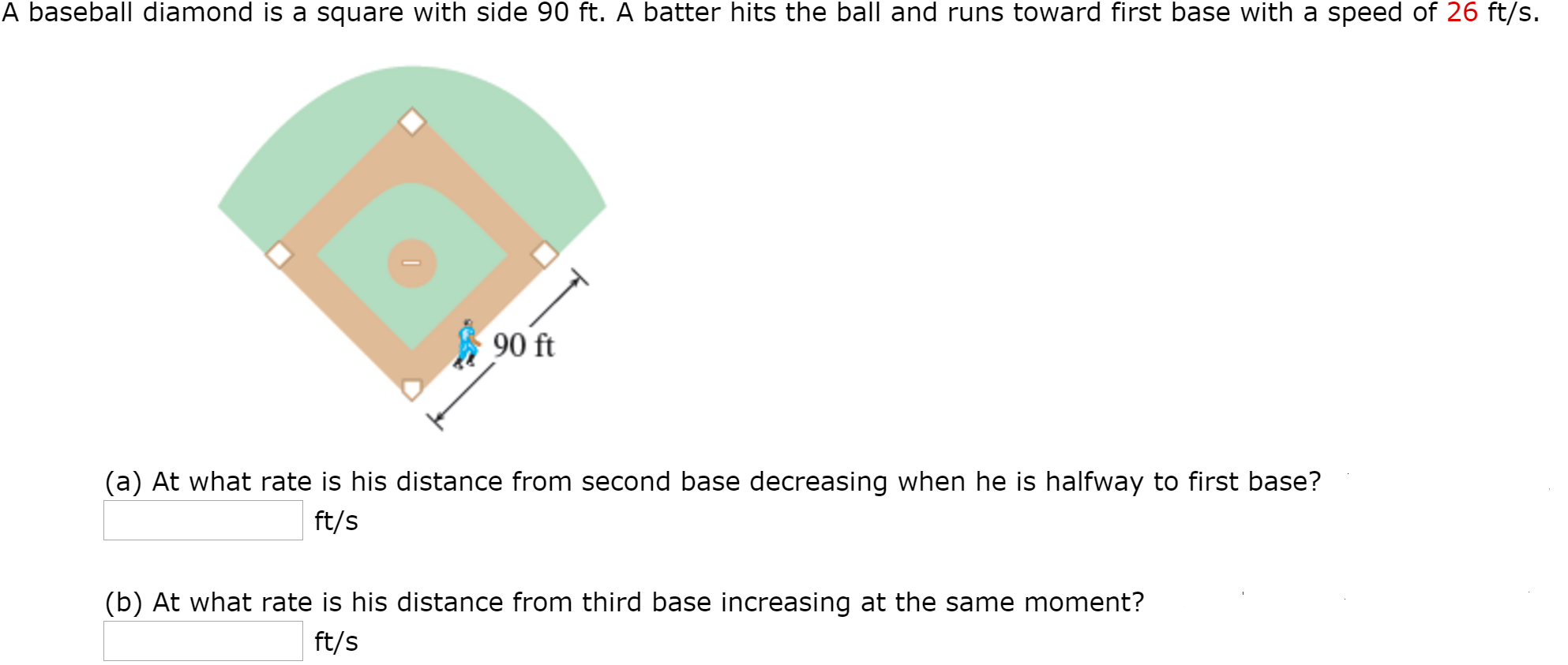 Solved A baseball diamond is a square with side 90 ft. A