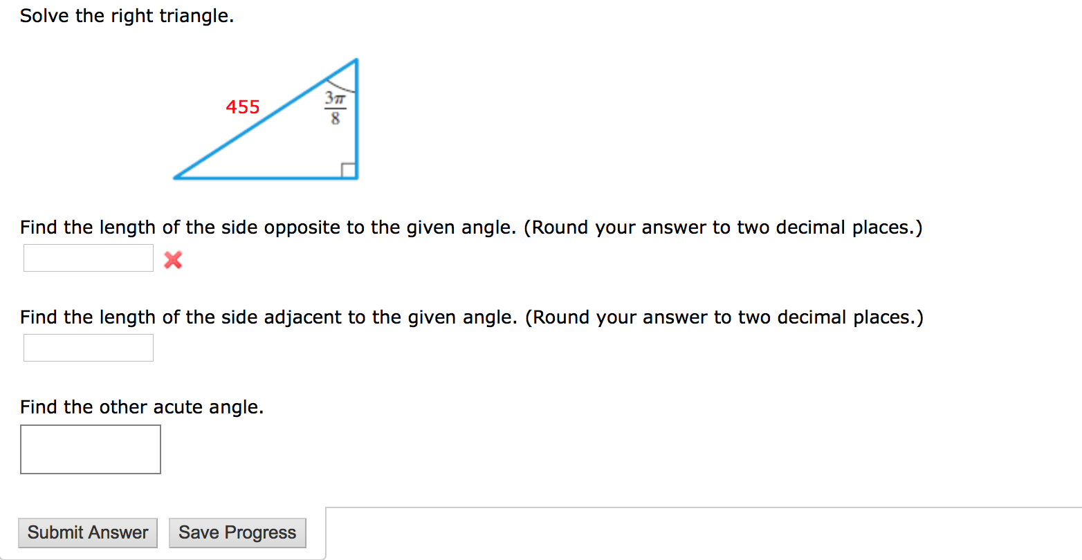 find length of triangle side with one angle and side given