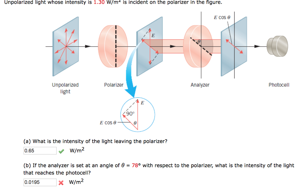 Intensity Of Unpolarized Light Through Polarizer