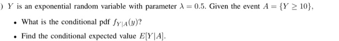 Solved Y is an exponential random variable with parameter | Chegg.com