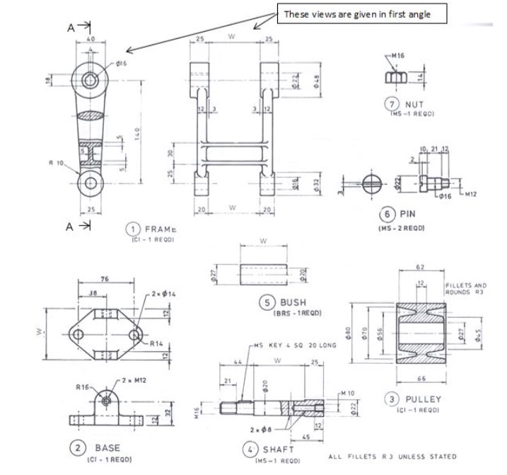 Solved A-1 1 FRAME CI- 1 REGO 2* 14 RHIN R14 2 M12 R16 2 | Chegg.com