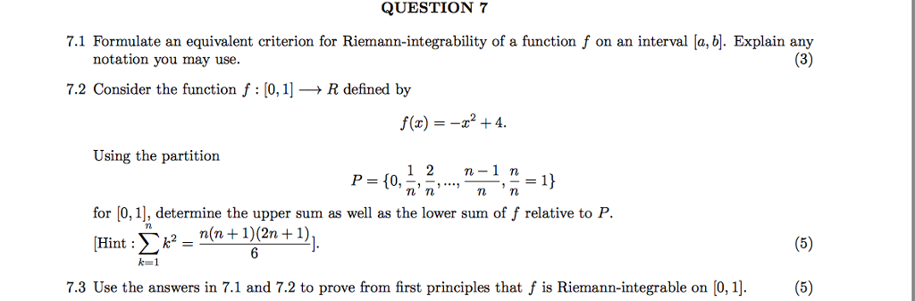 Solved QUESTION 7 7.1 Formulate an equivalent criterion for | Chegg.com