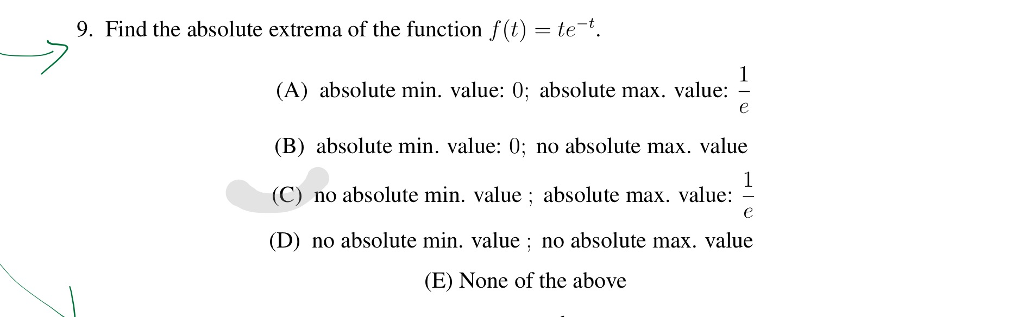 Solved Find The Absolute Extrema Of The Function F t Chegg