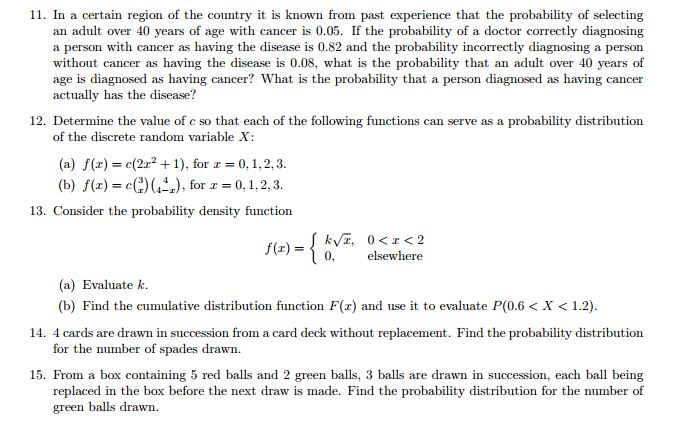 Solved 11. In a certain region of the country it is known | Chegg.com