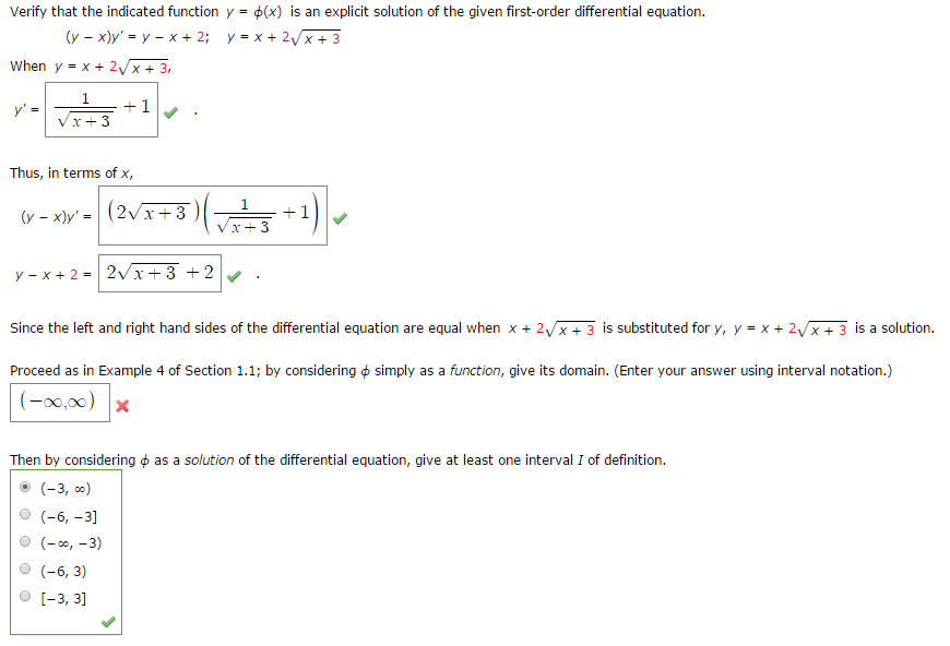 Solved Verify that the indicated function y = phi (?) is an | Chegg.com