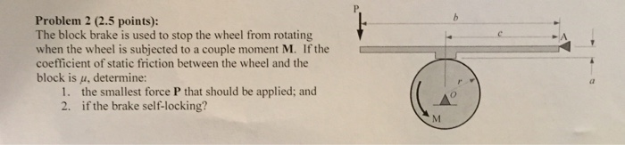 Solved The block brake is used to stop the wheel from | Chegg.com