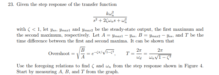 23. Given the step response of the transfer function | Chegg.com