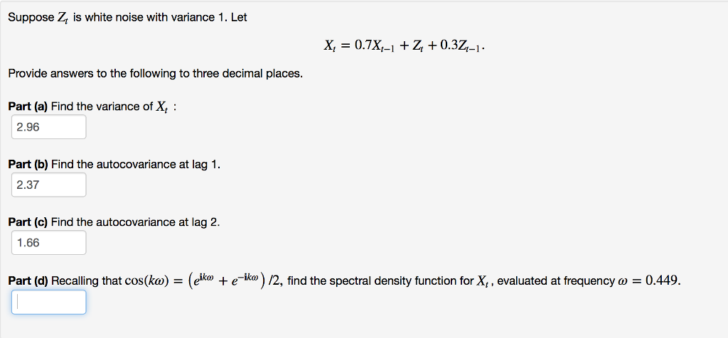 Solved Suppose Z, is white noise with variance 1. Let | Chegg.com