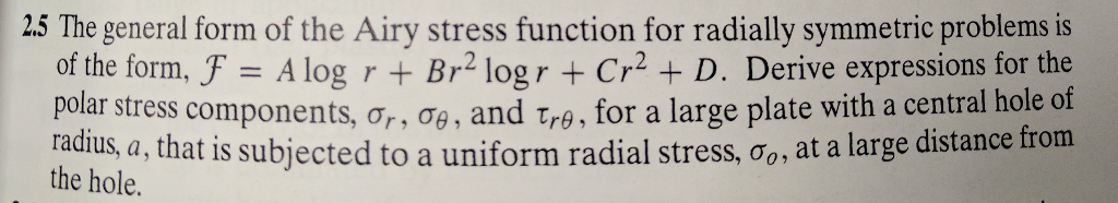 Solved The general form of the Airy stress function for | Chegg.com