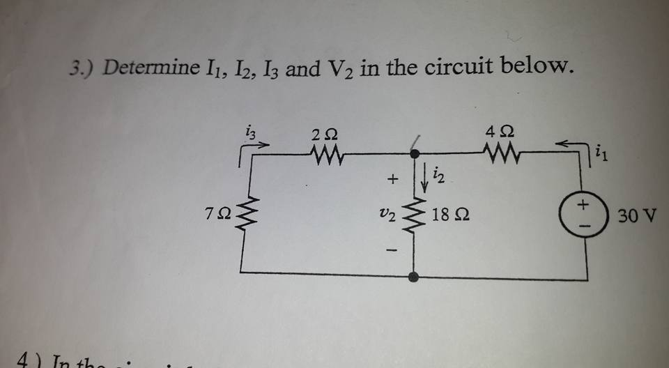 Solved Determine I1, I2, I3 And V2 In The Circuit Below. | Chegg.com