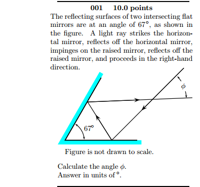 concave angle of reflection calc