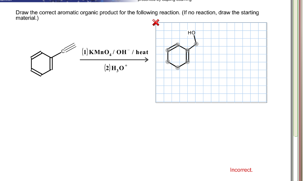 Draw The Correct Product For The Following Reaction