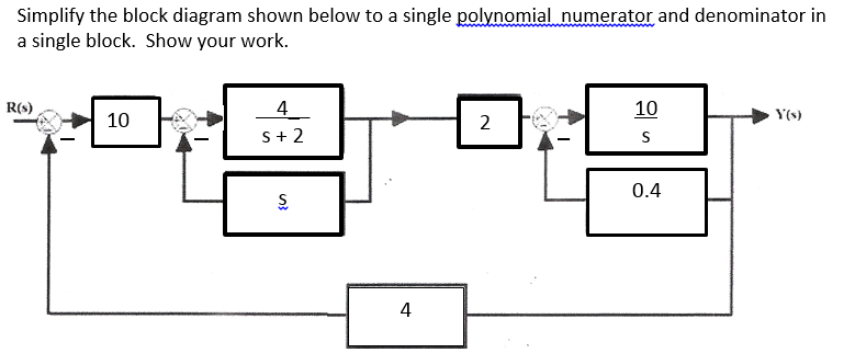 Solved Simplify the block diagram shown below to a single | Chegg.com