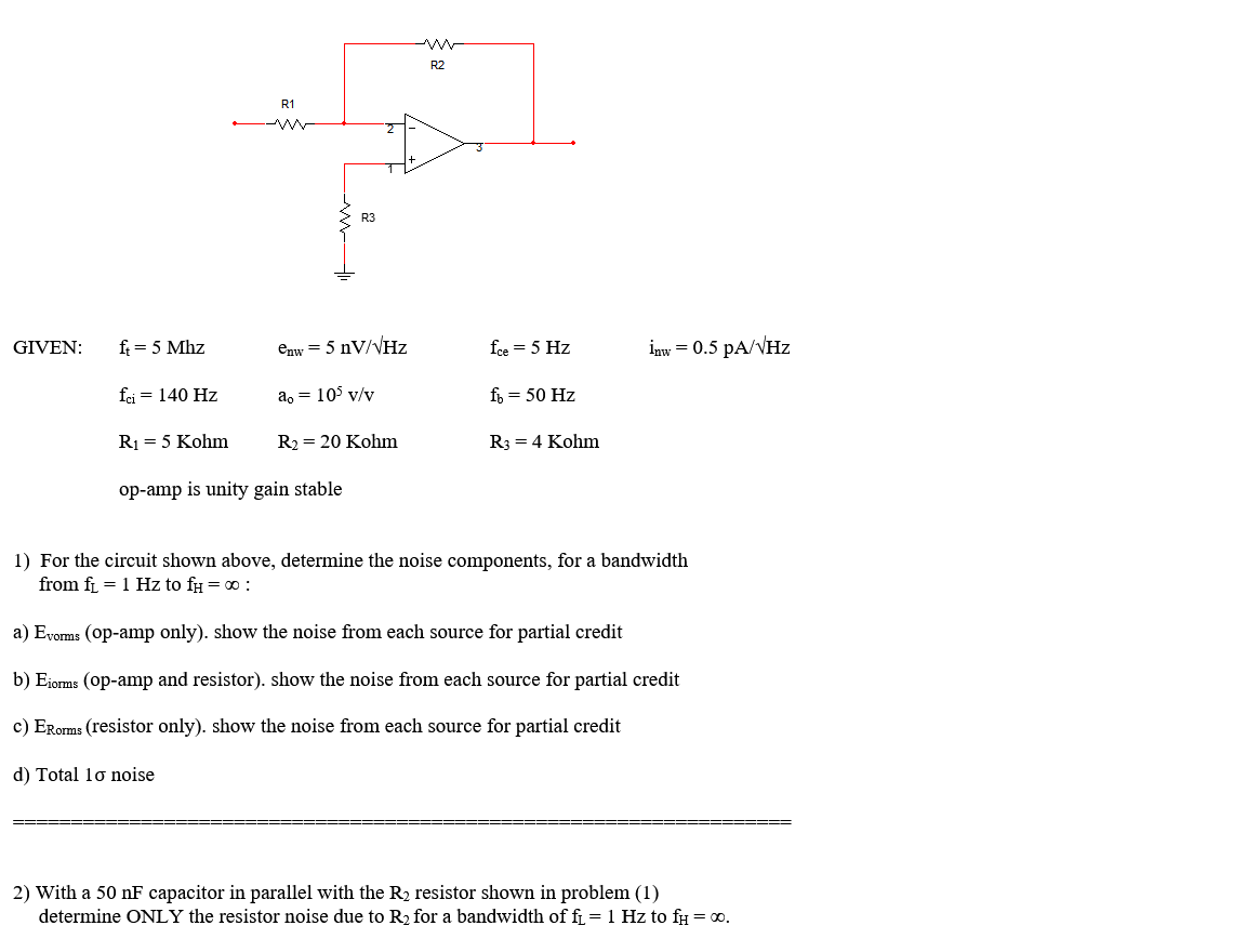 For The Circuit Shown Above, Determine The Noise | Chegg.com