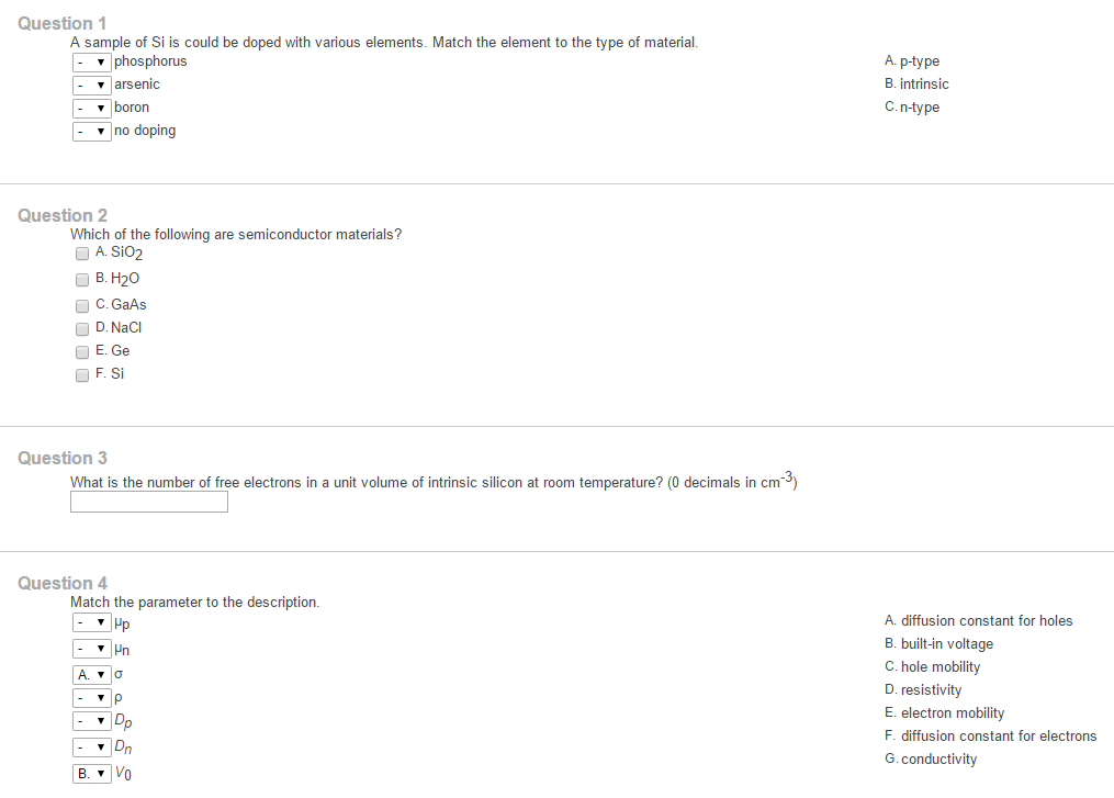 Solved A sample of Si is could be doped with various | Chegg.com