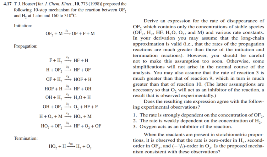 Solved 4 17 T J Houser Int J Chem Kinet 10 773 1998 Chegg
