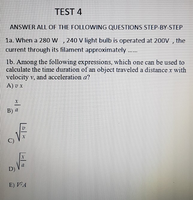 Solved TEST 4 ANSWER ALL OF THE FOLLOWING QUESTIONS | Chegg.com